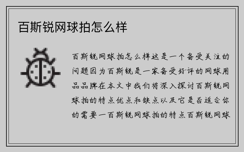 百斯锐网球拍怎么样